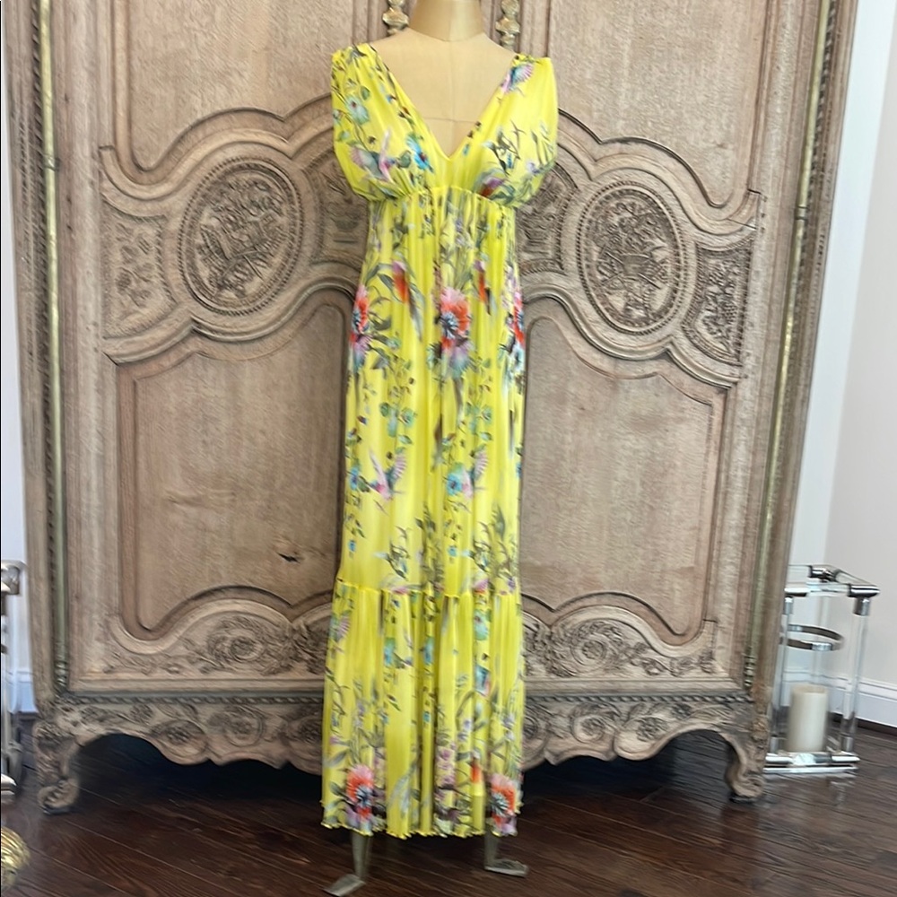 Fuzzi Floral Yellow Maxi Dress Size Large